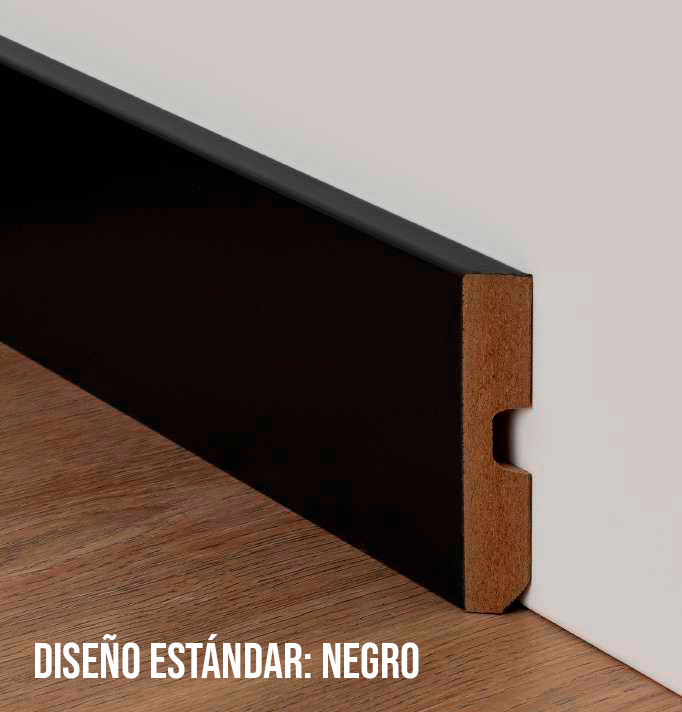 Rodapié revestido en folio impreso melamínico - DISEÑO ESTÁNDAR - canto cuadrado 90 mm x 12 mm - Imagen 3
