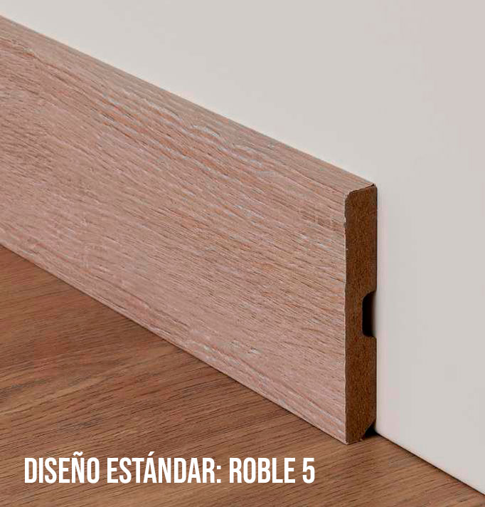Rodapié revestido en folio impreso melamínico - DISEÑO ESTÁNDAR - canto cuadrado 90 mm x 12 mm - Imagen 6